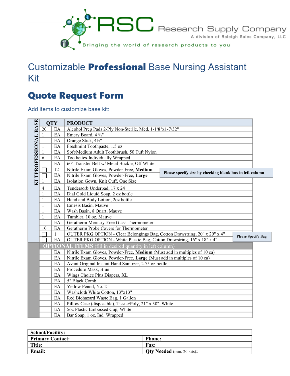 Customizable Professional Base Nursing Assistant Kit