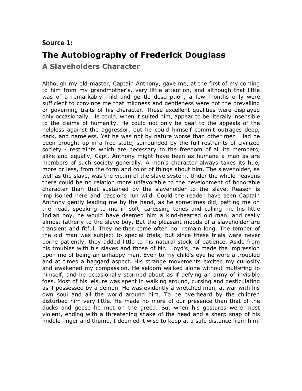 The Autobiography of Frederick Douglass
