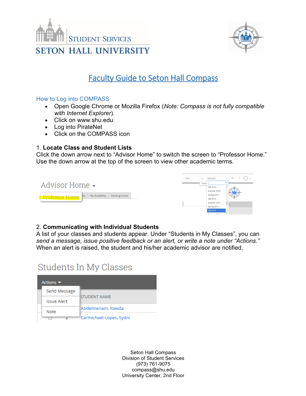 Faculty Guide to Seton Hall Compass