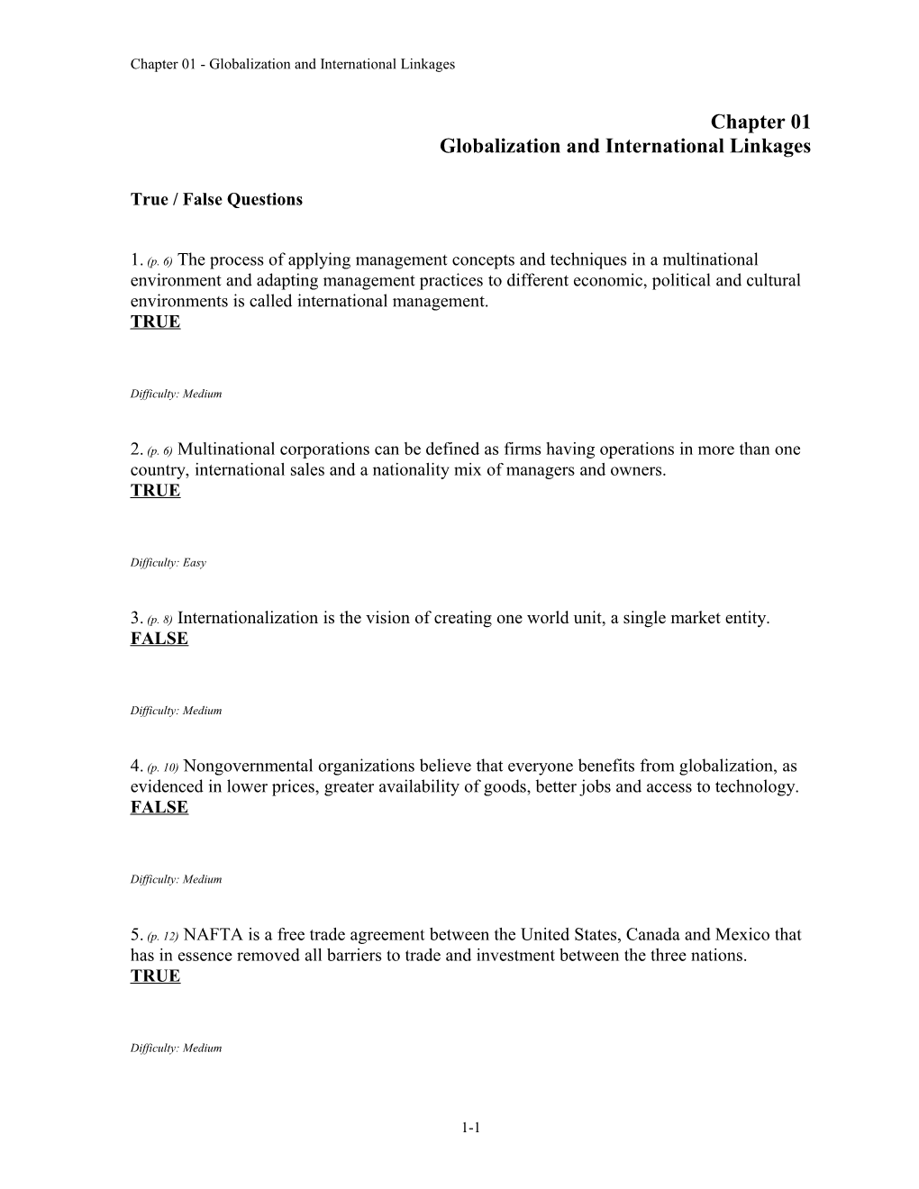 Chapter 01 Globalization and International Linkages