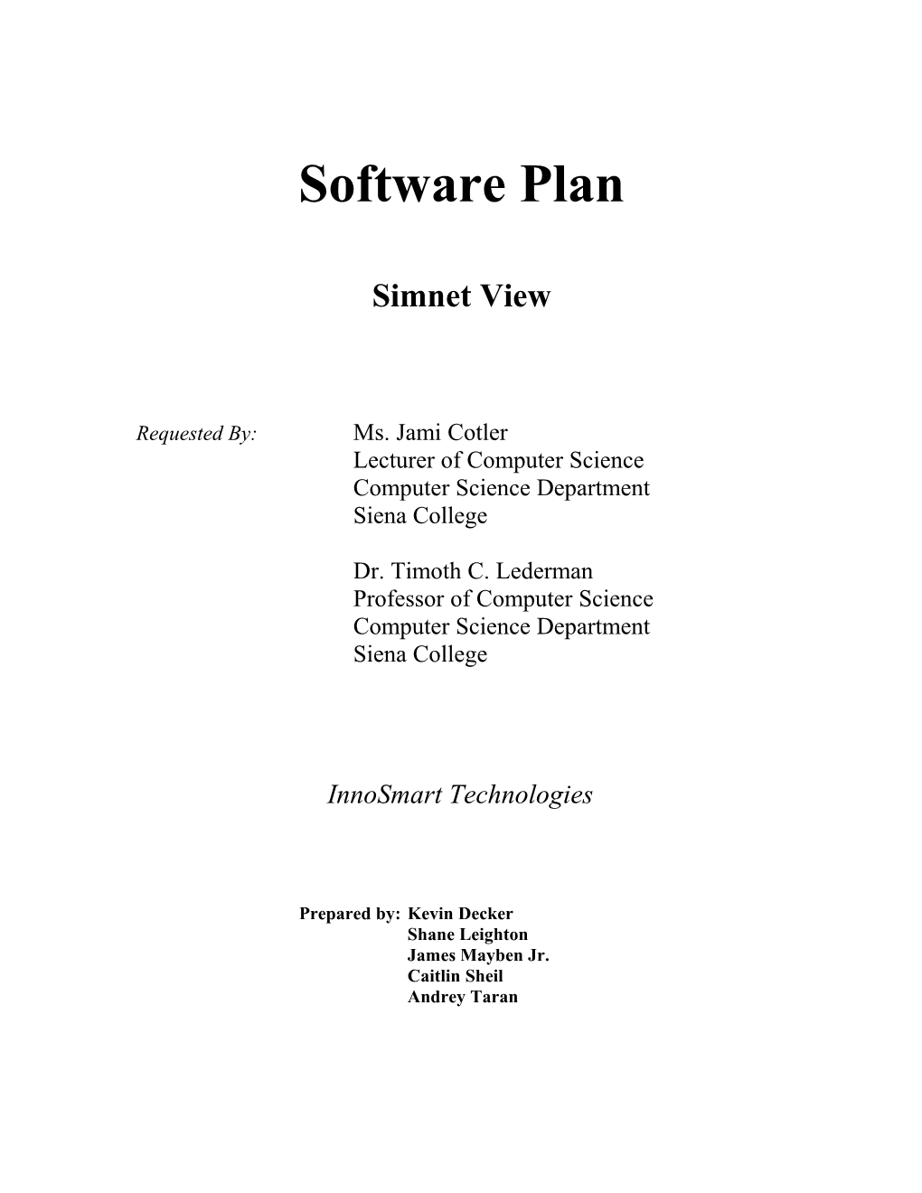 Software Plan