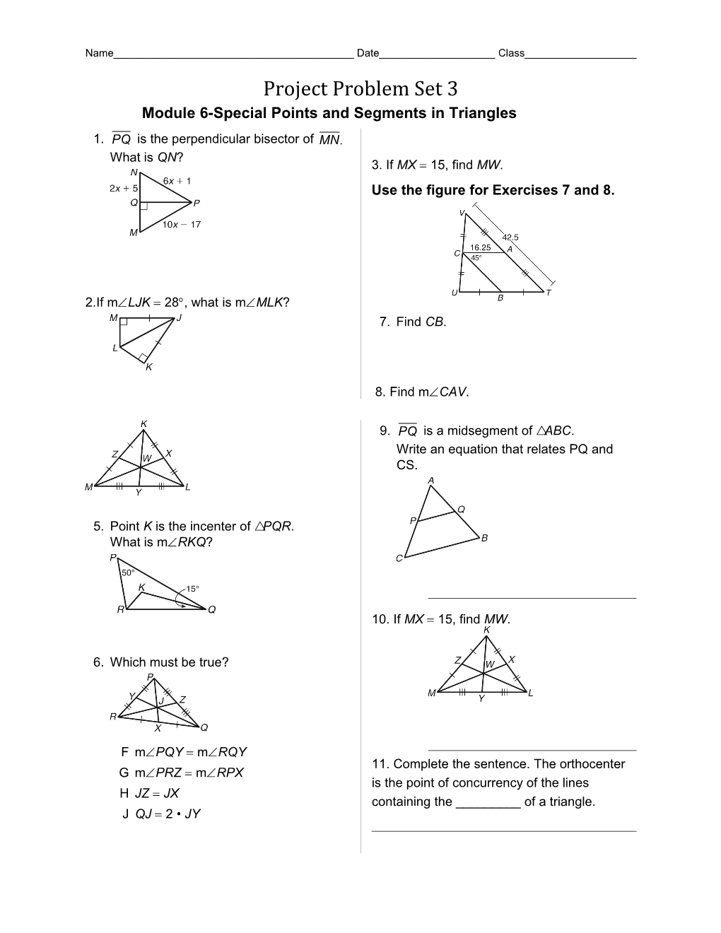 Module 6-Special Points and Segments in Triangles