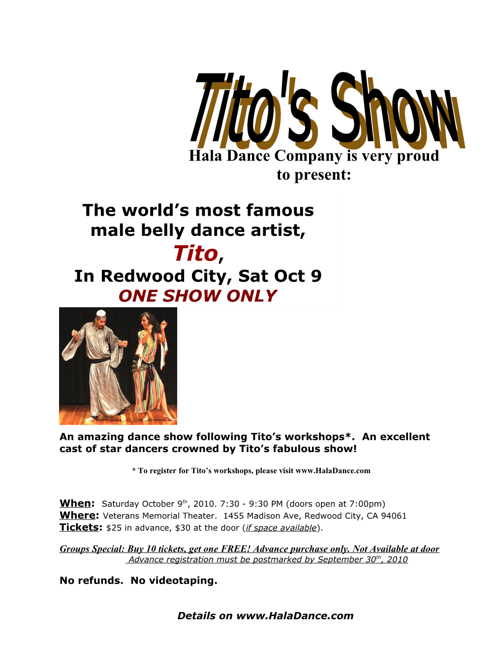 * to Register for Tito S Workshops, Please Visit