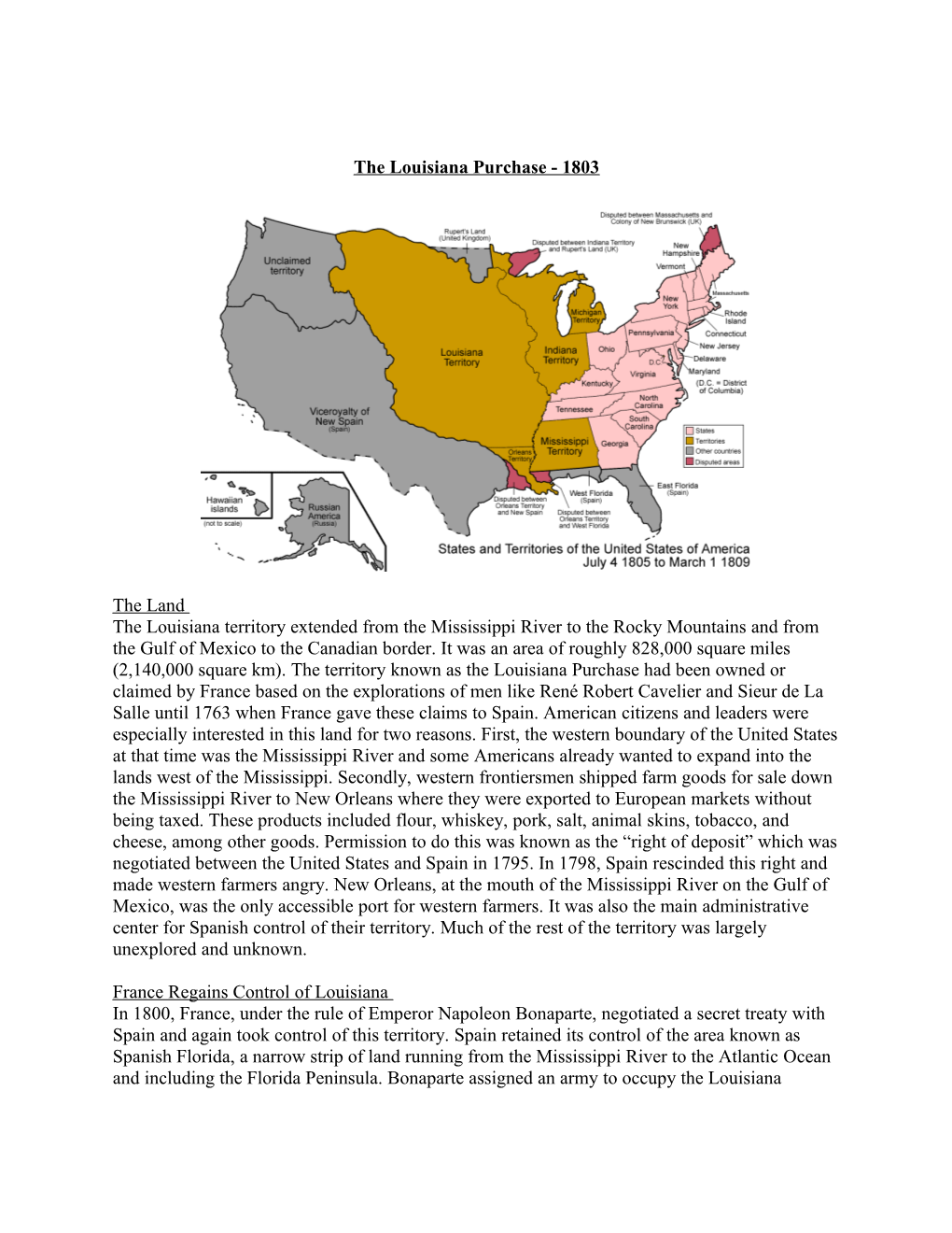 The Louisiana Purchase - 1803