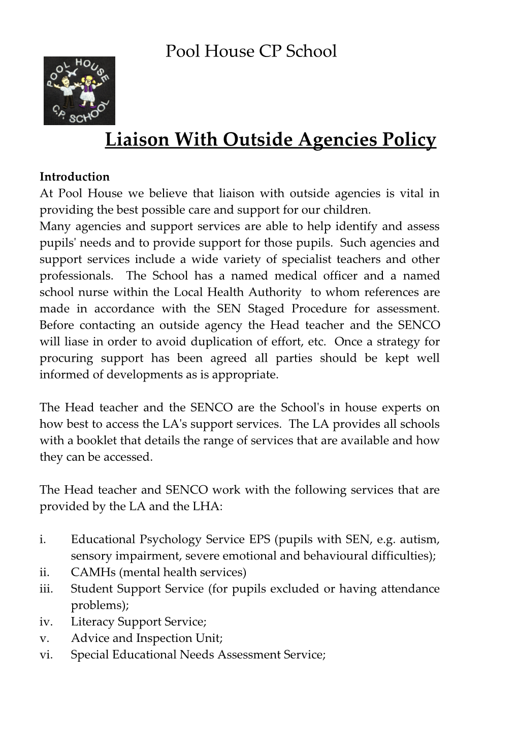 Liaison with Outside Agencies Policy