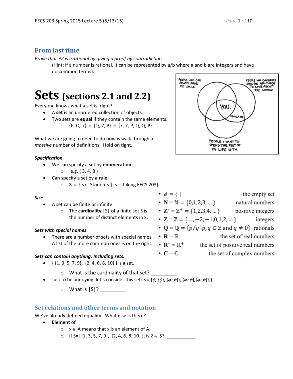 EECS 203 Spring 2015 Lecture 5 (5/13/15) Page 1 of 8