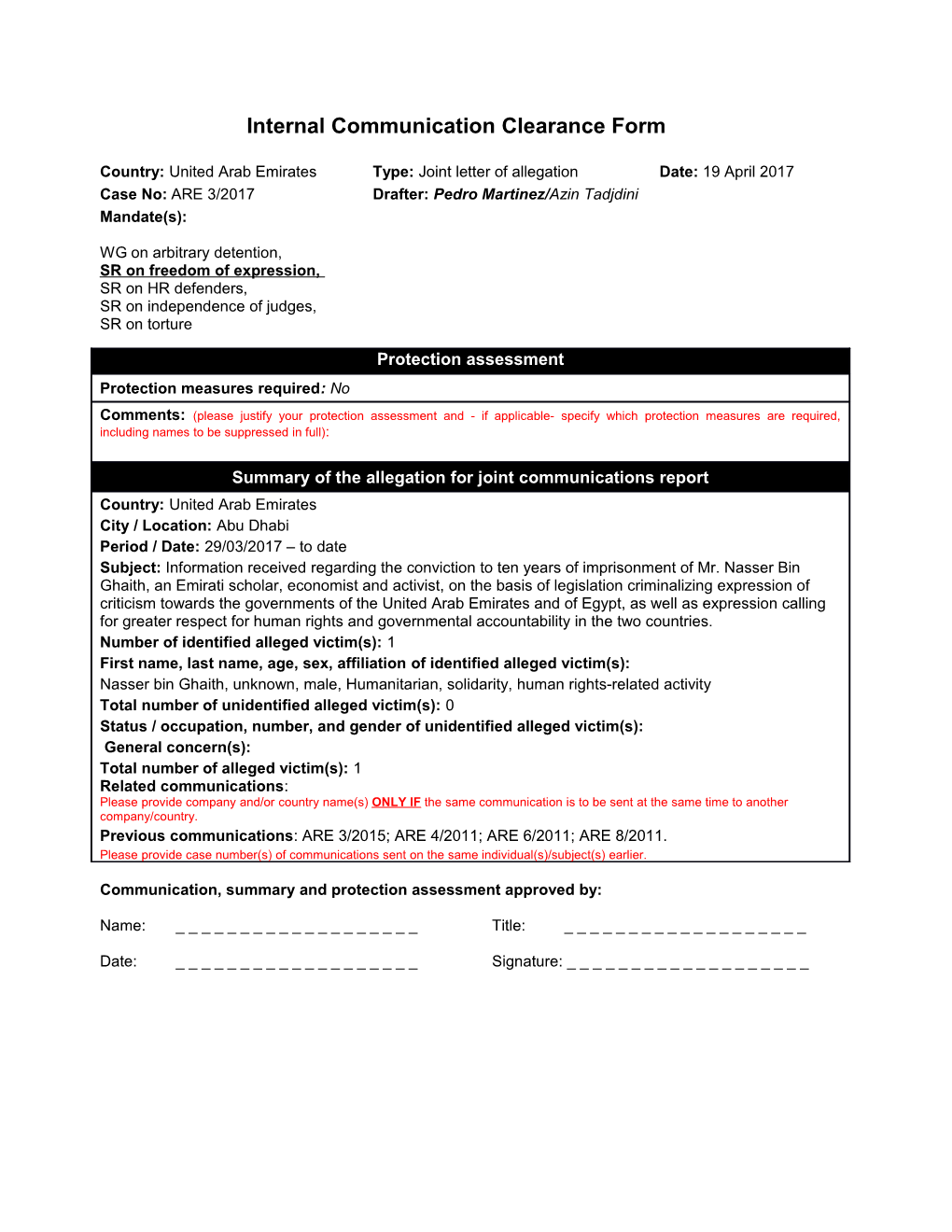 Internal Communication Clearance Form 2