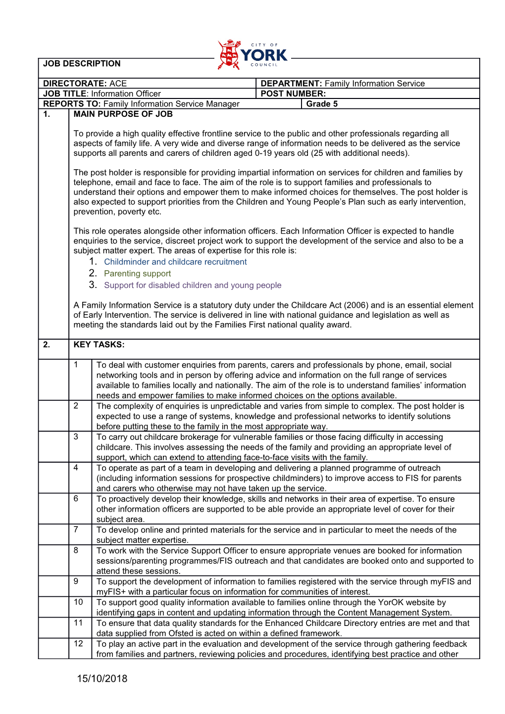 DEPARTMENT:Family Information Service