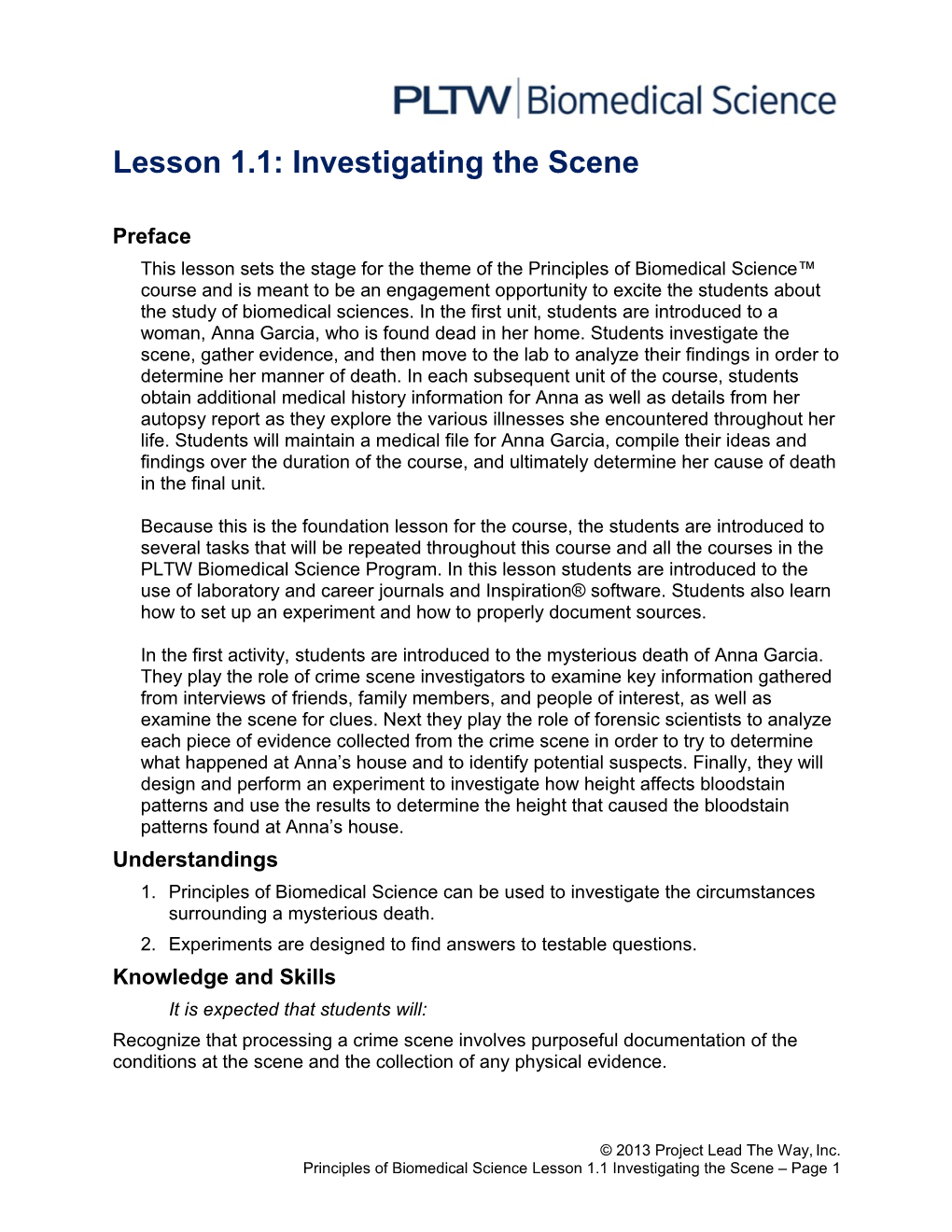 Lesson 1.1: Investigating the Scene