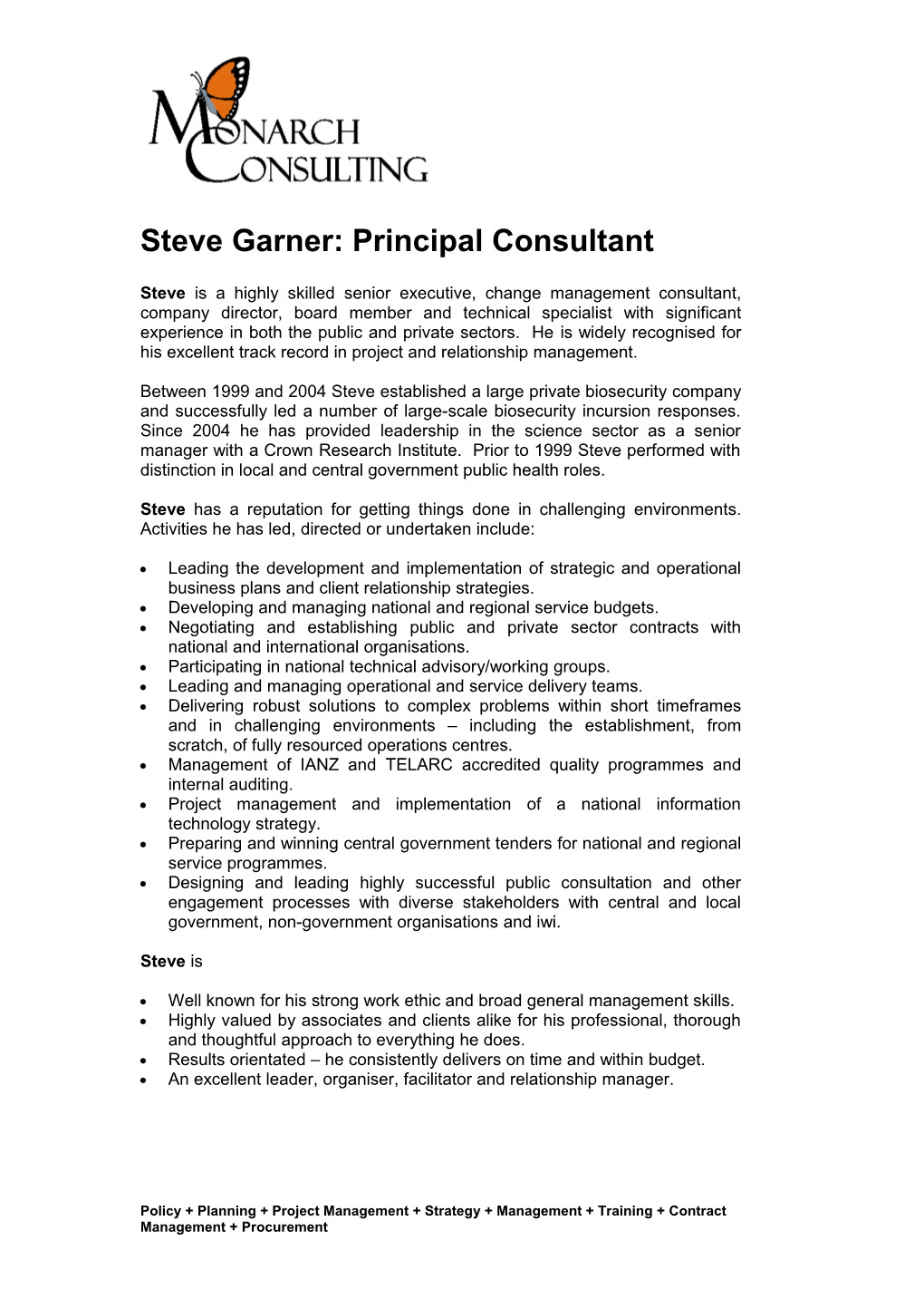 Steve Garner: Principal Consultant