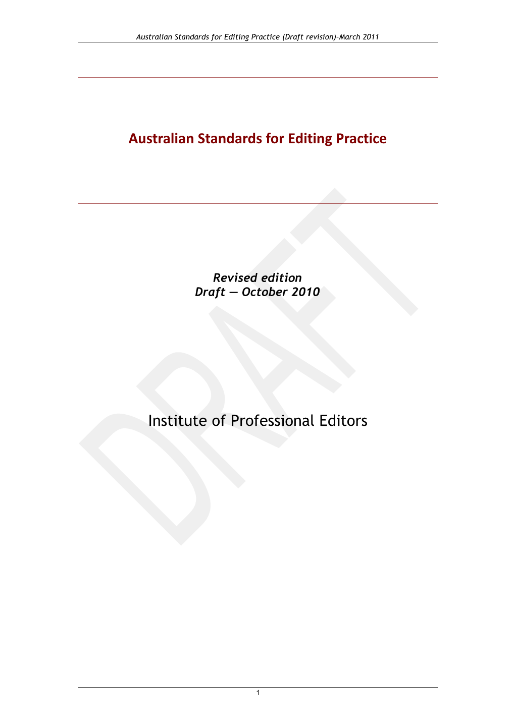 Australian Standards for Editing Practice