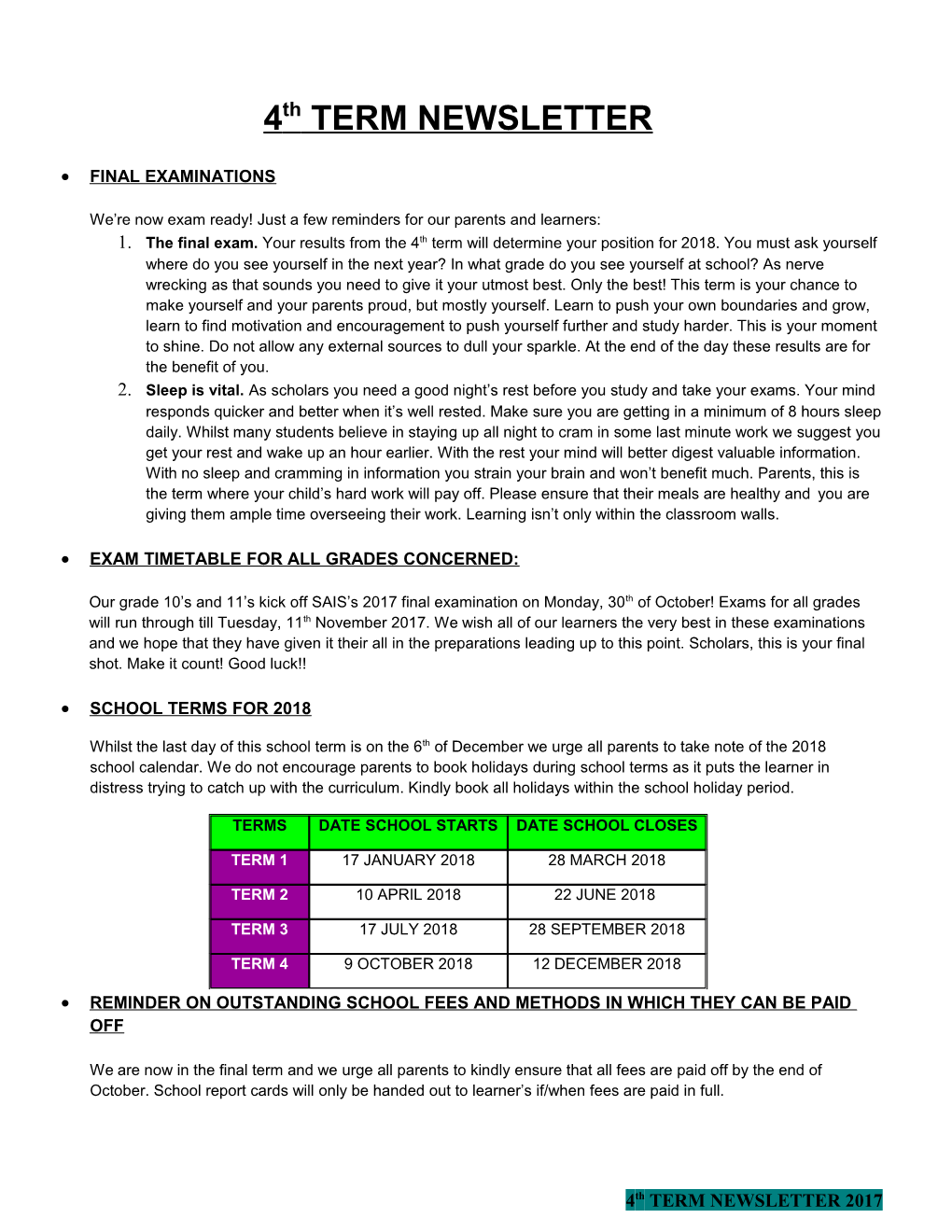 We Re Now Exam Ready! Just a Few Reminders for Our Parents and Learners