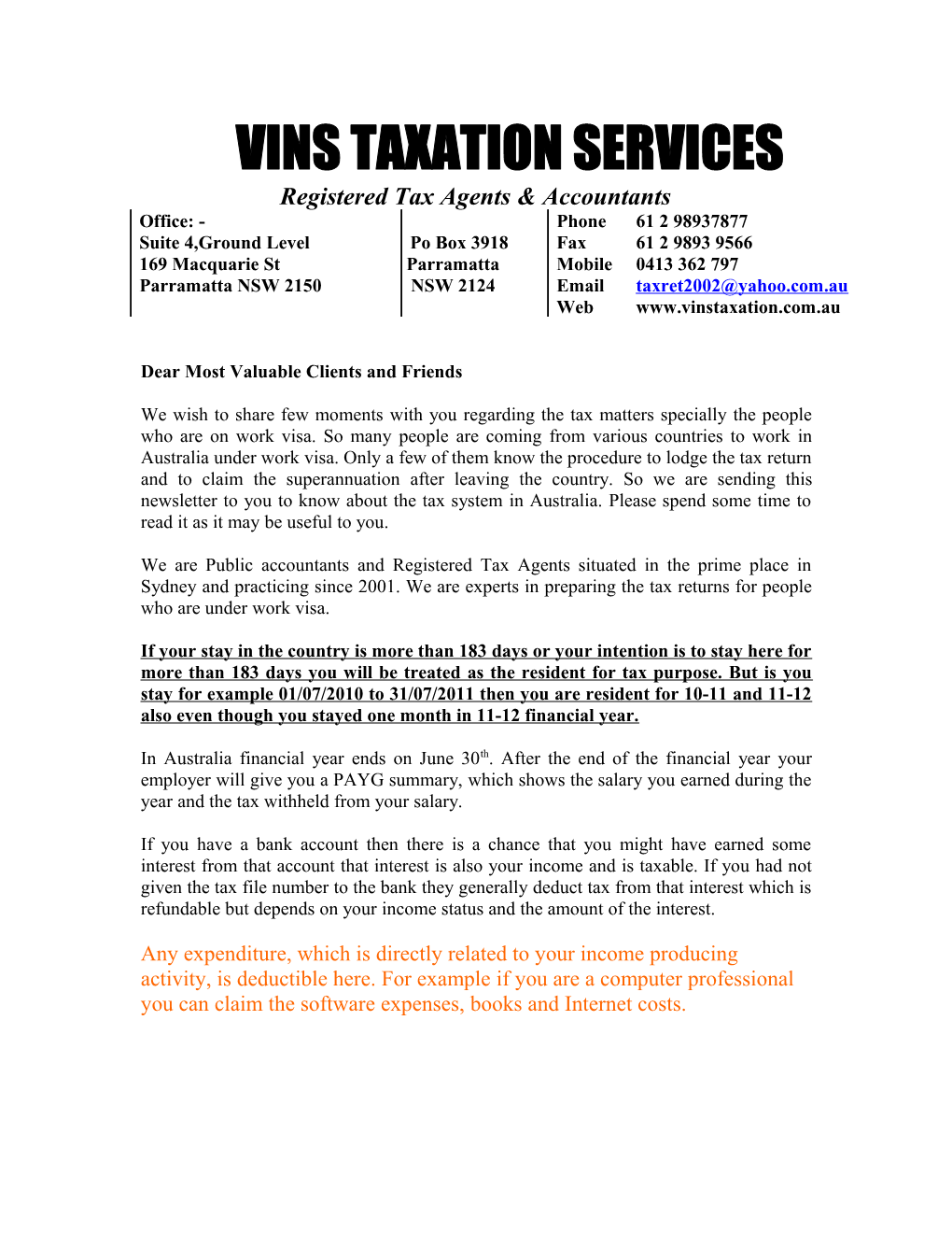 Vins Taxation Services
