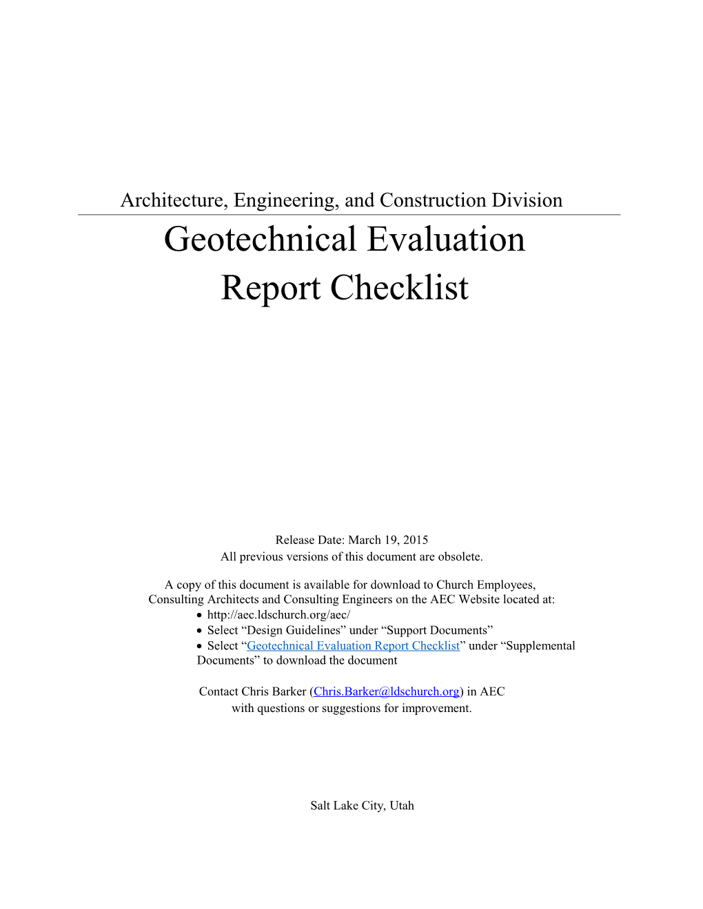 Geotechnical Evaluation Report Checklist