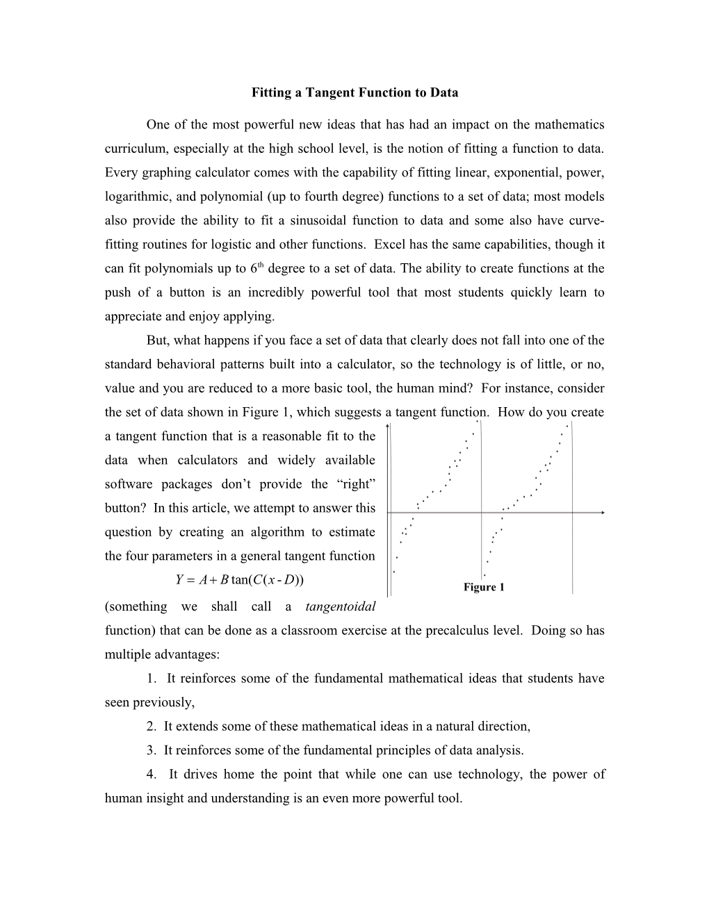 Fitting a Tangent Function to Data