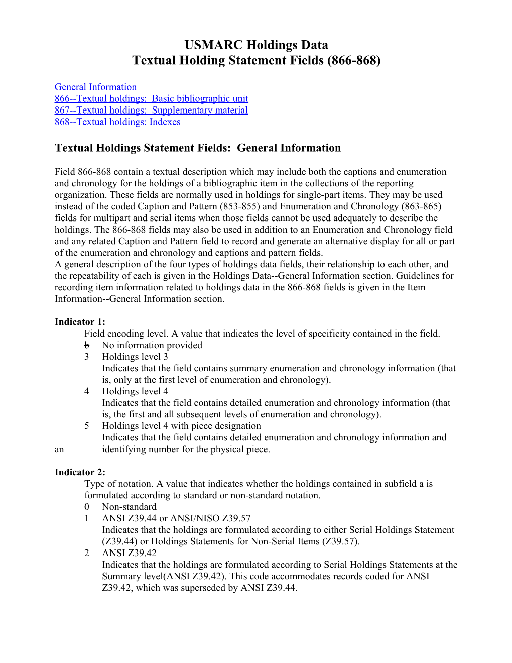 Textual Holding Statement Fields (866-868)