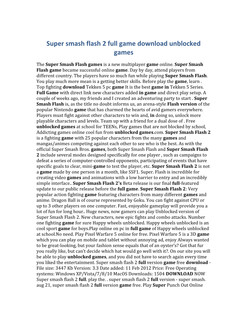 Super Smash Flash 2 Full Game Download Unblocked Games