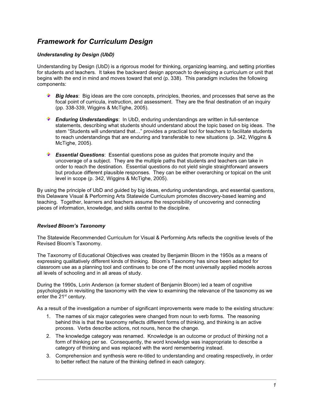 Framework for Curriculum Design