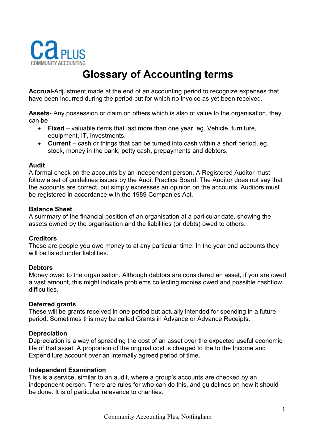Glossary of Accounting Terms