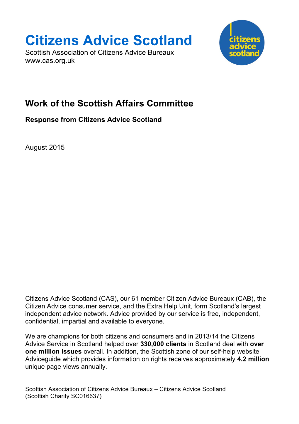 Work of the Scottish Affairs Committee