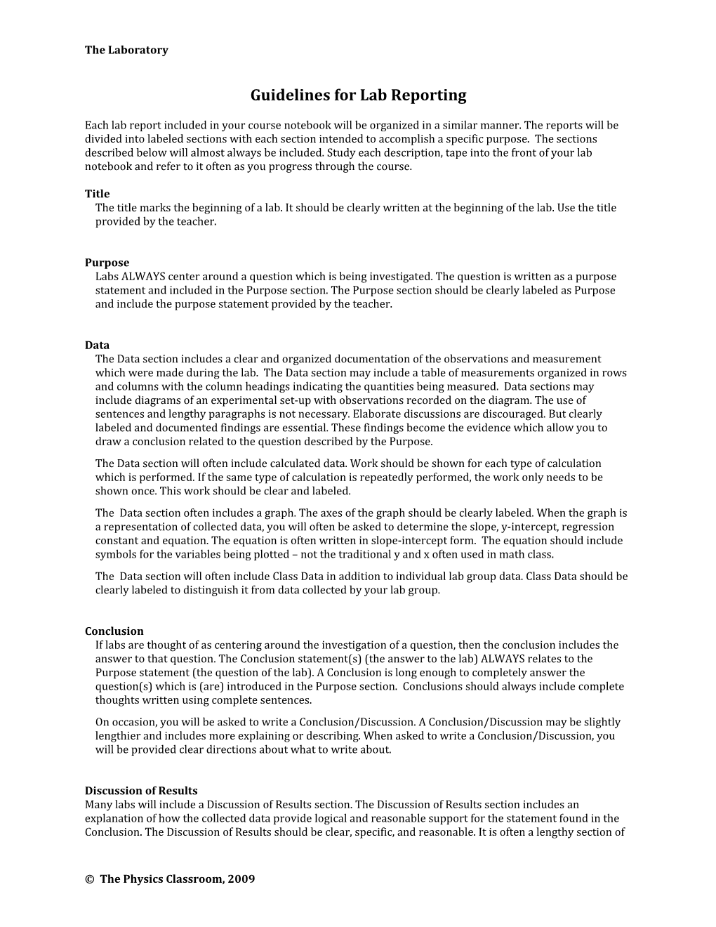 Guidelines for Lab Reporting