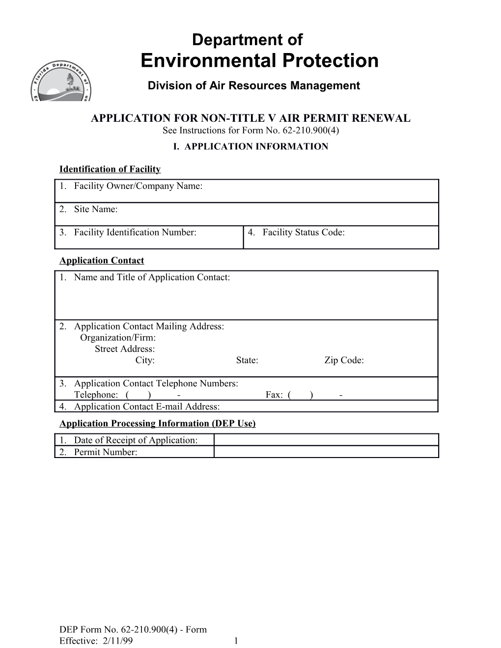 Application for Non-Title V Air Permit Renewal