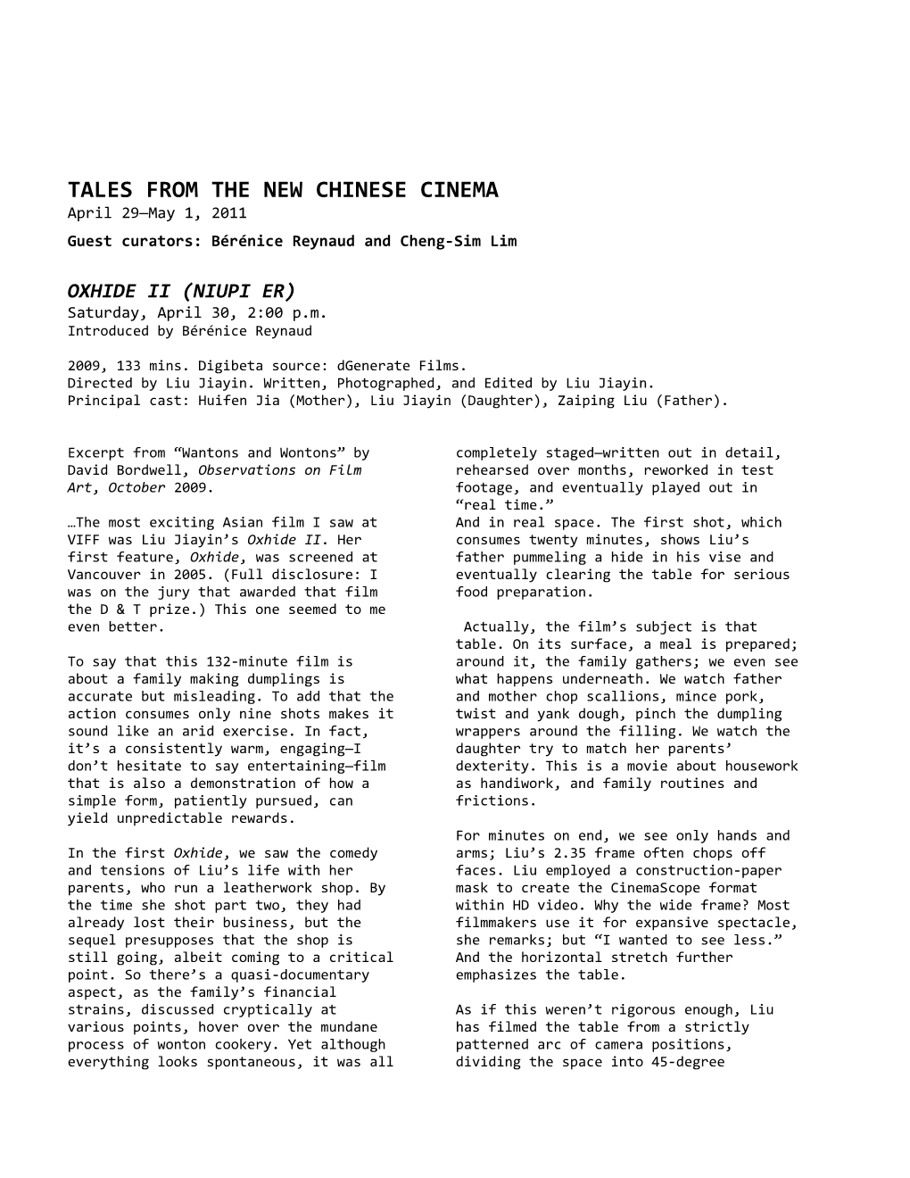 Tales from the New Chinese Cinema