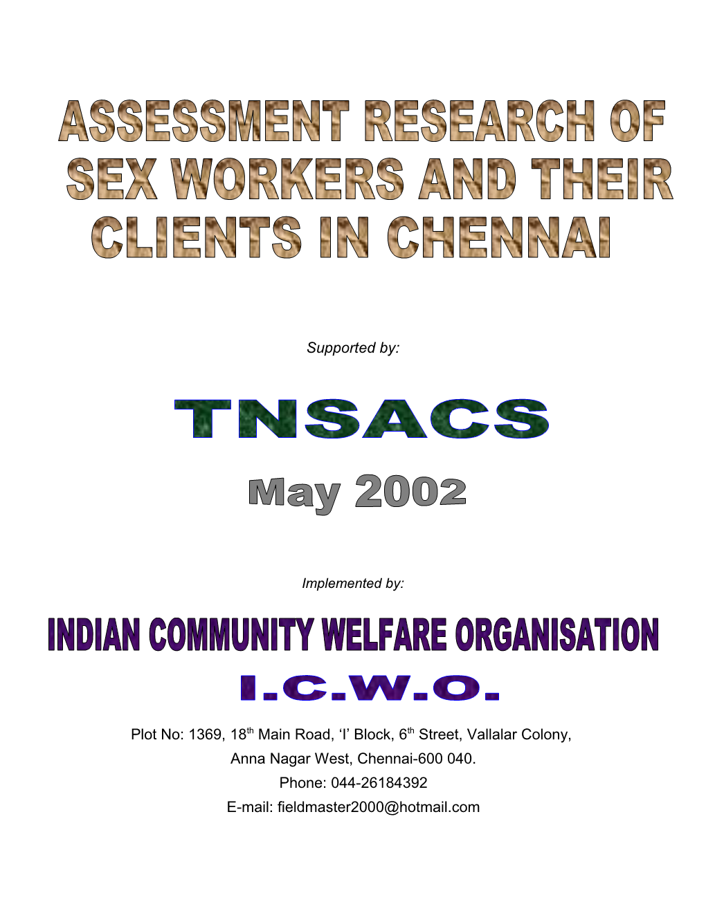 Assessment Research of Sex Workers and Their Clients in Chennai