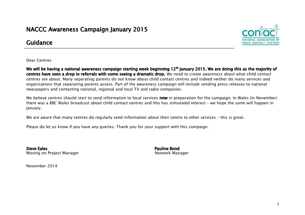 NACCC Awareness Campaign January 2015