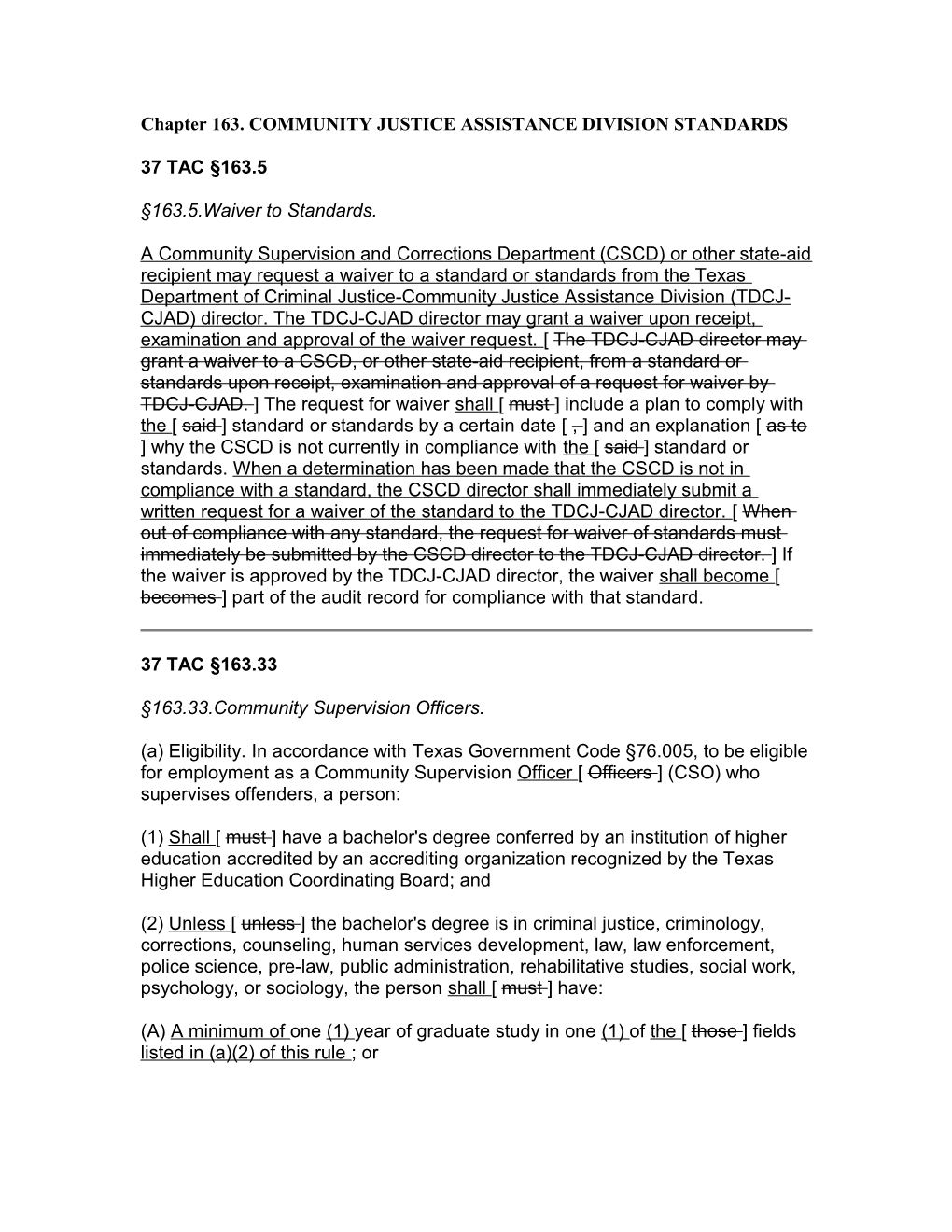 Chapter 163. COMMUNITY JUSTICE ASSISTANCE DIVISION STANDARDS