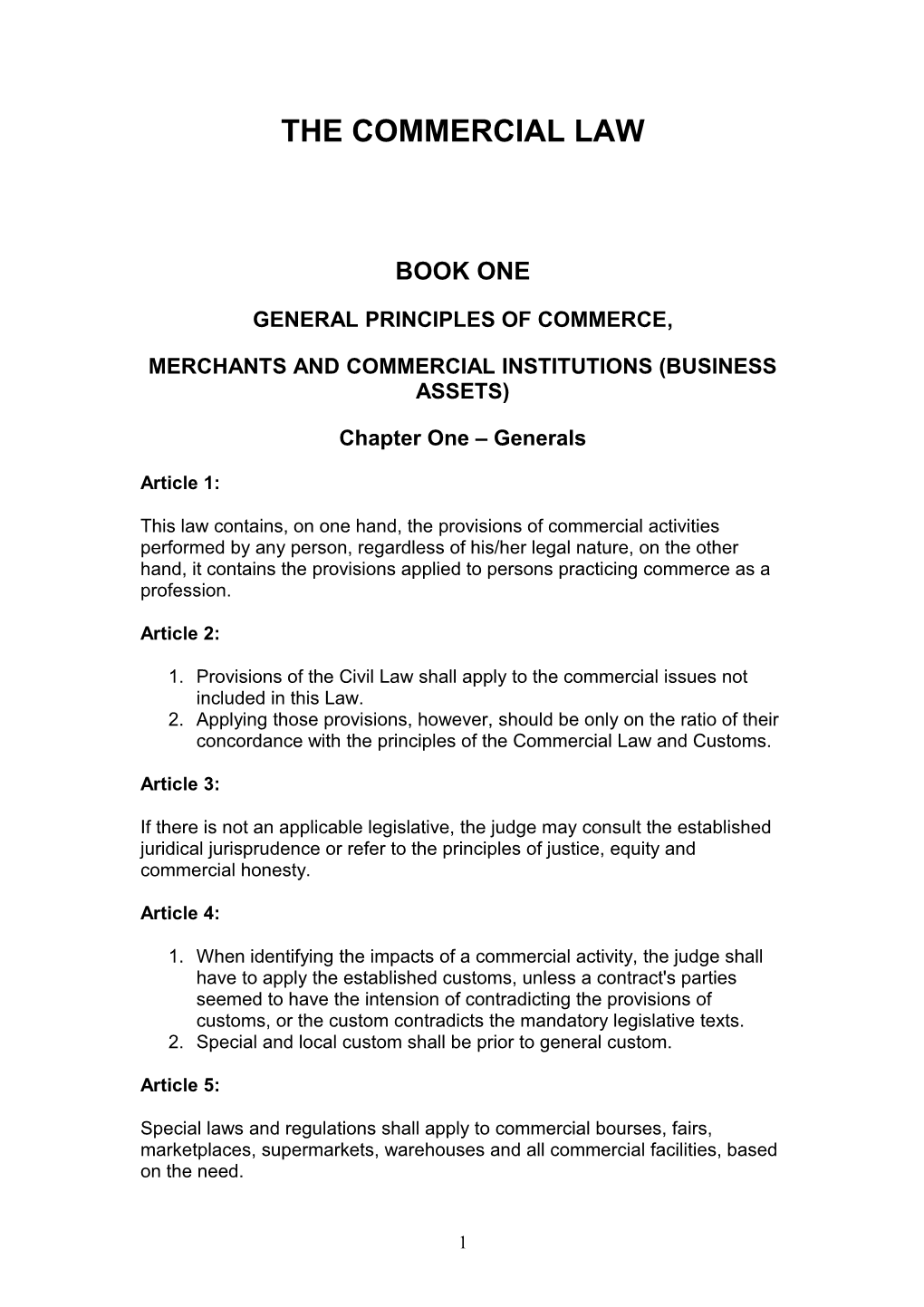 The Commercial Law
