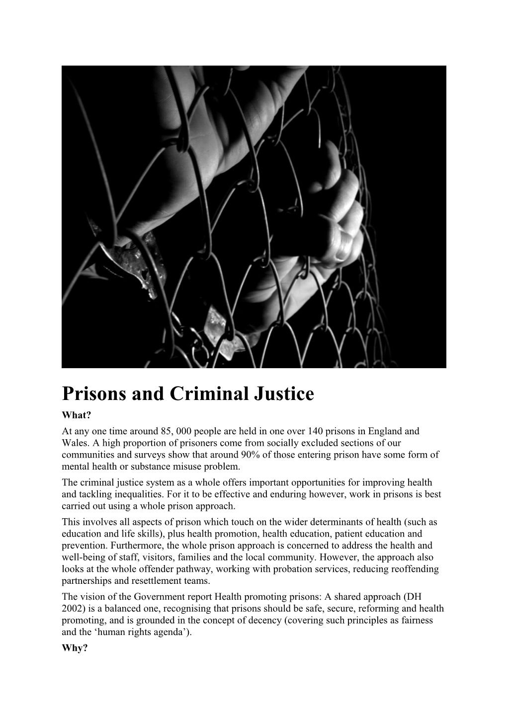 Prisons and Criminal Justice