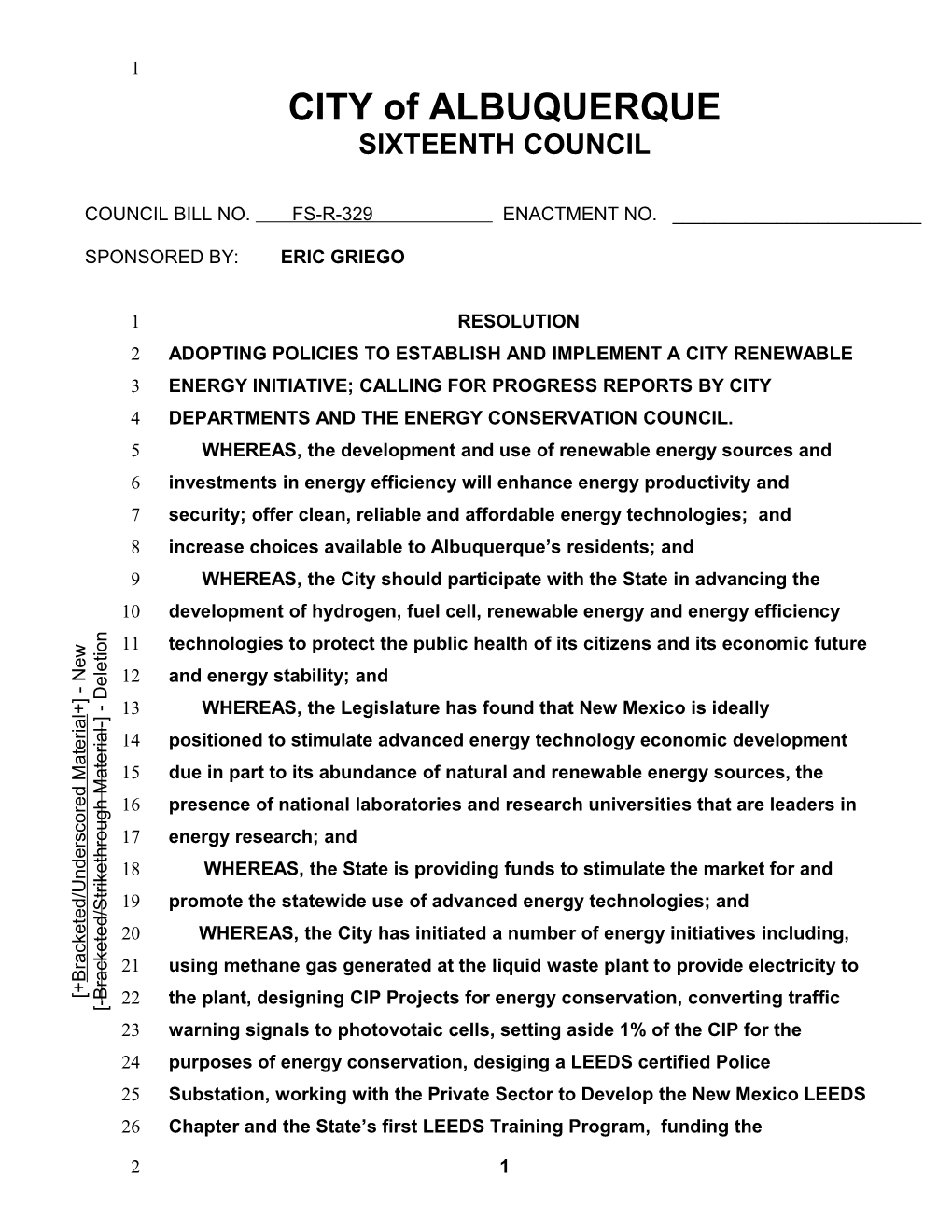 City of Albuquerque Bill Template 16Th Council