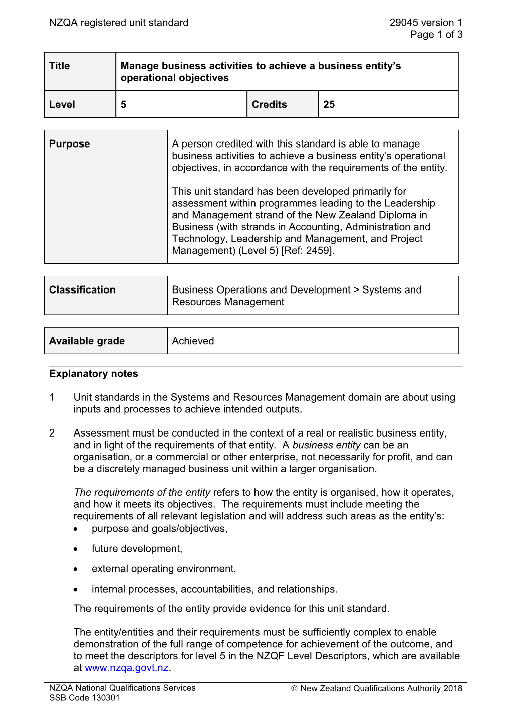 29045 Manage Business Activities to Achieve a Business Entity S Operational Objectives