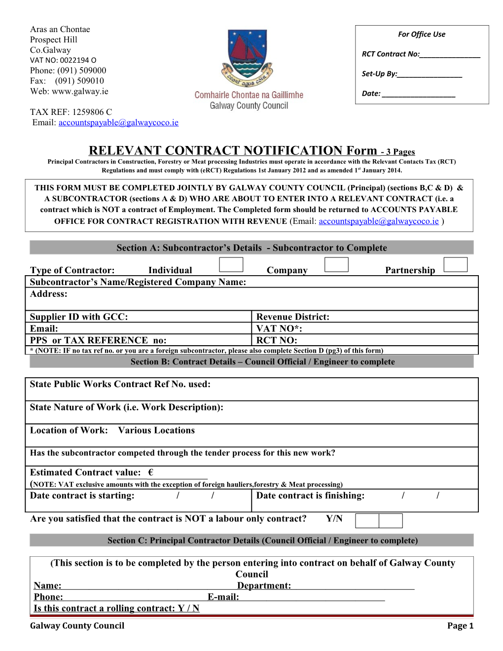 RELEVANT CONTRACT NOTIFICATION Form- 3 Pages