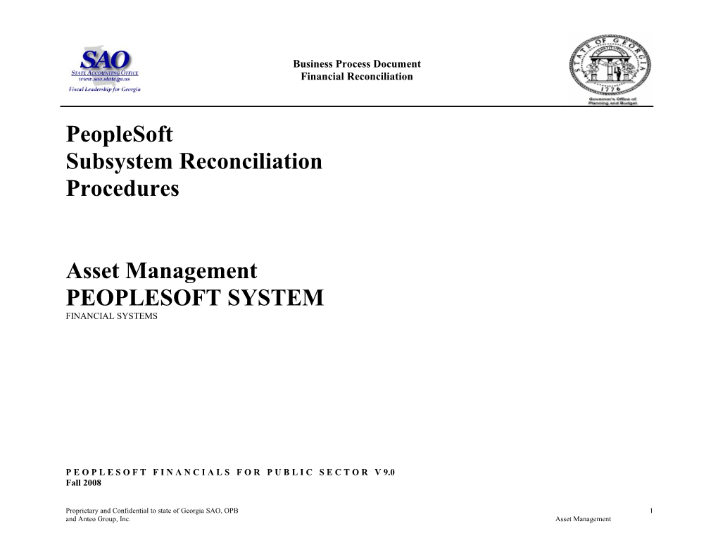Subsystem Reconciliation