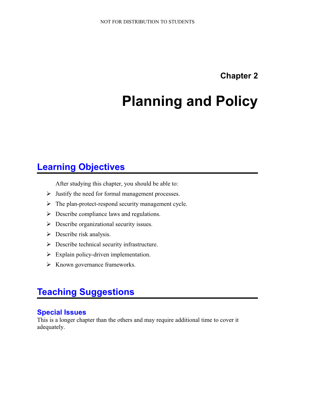 Planning and Policy