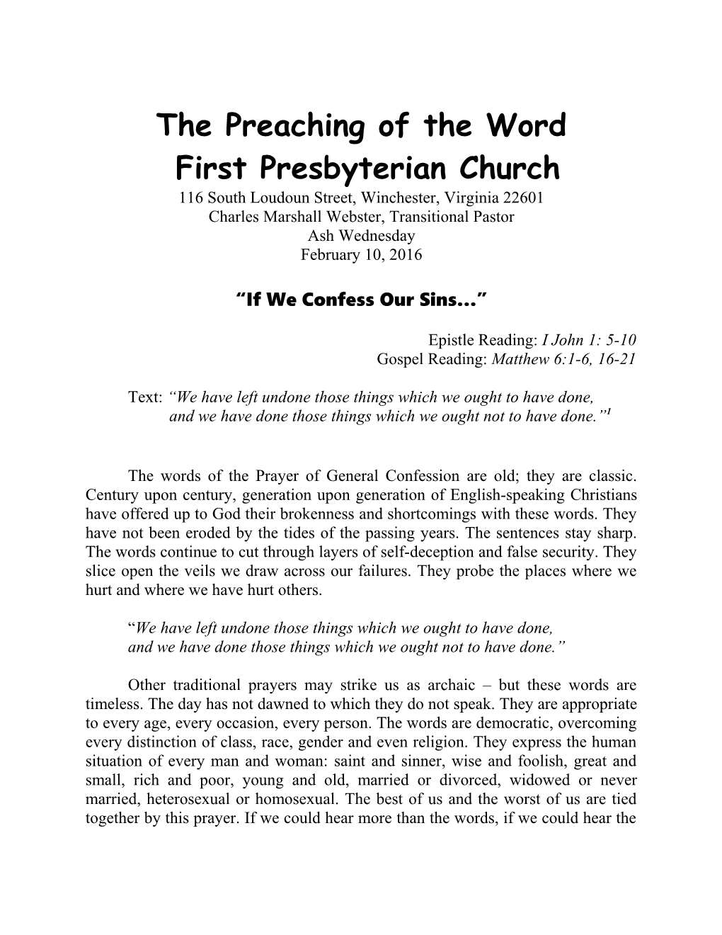 The Preaching of the Word