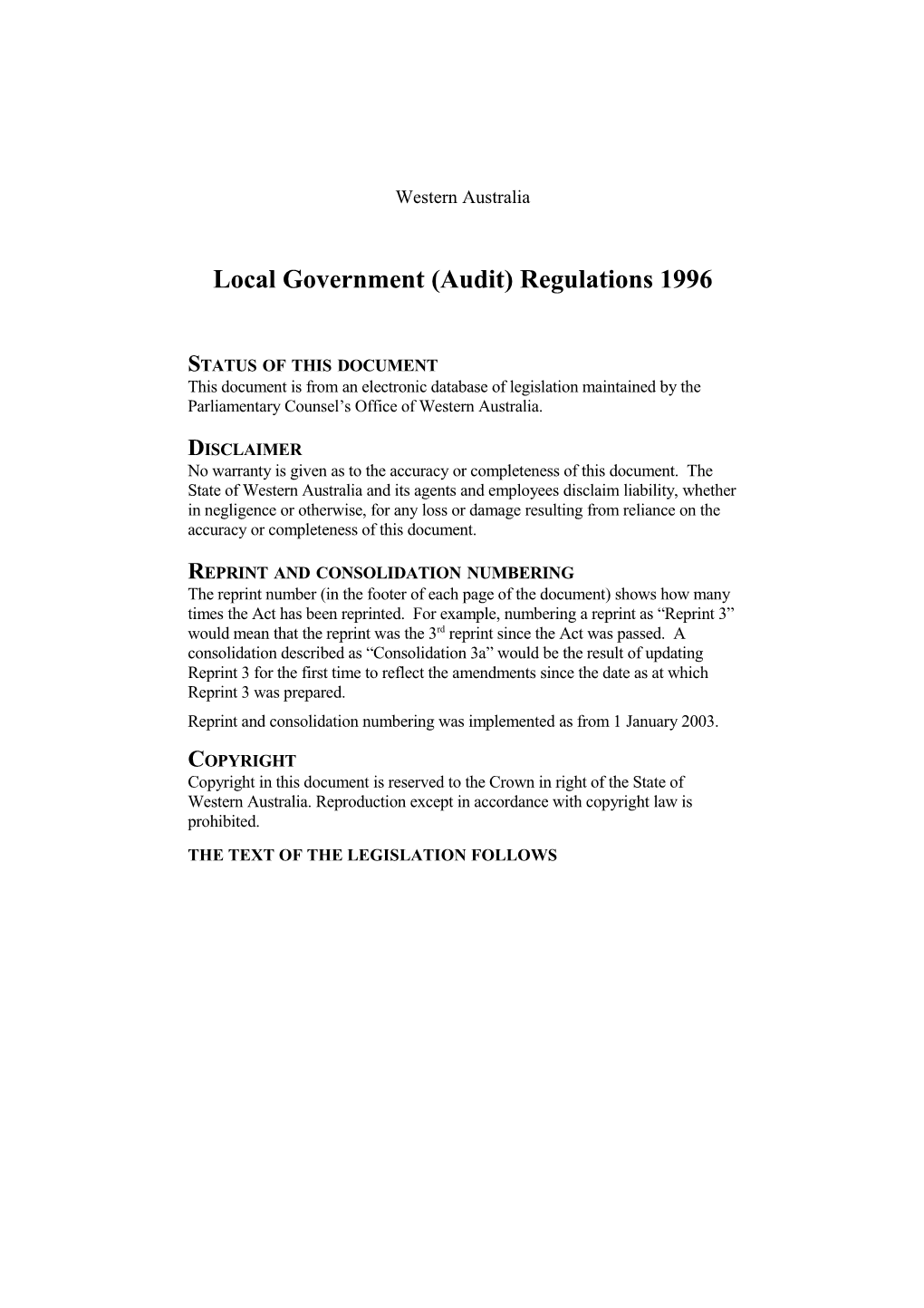 Local Government (Audit) Regulations 1996