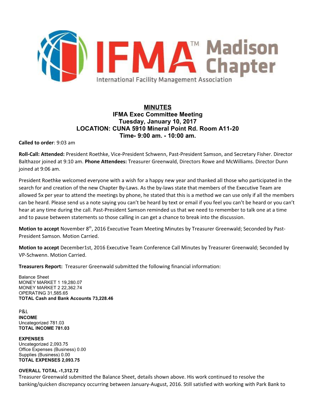 IFMA Exec Committee Meeting