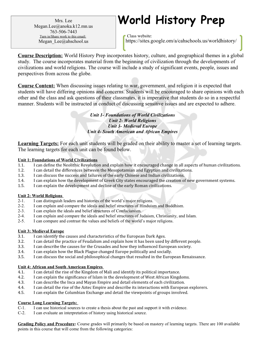 Unit 1- Foundations of World Civilizations