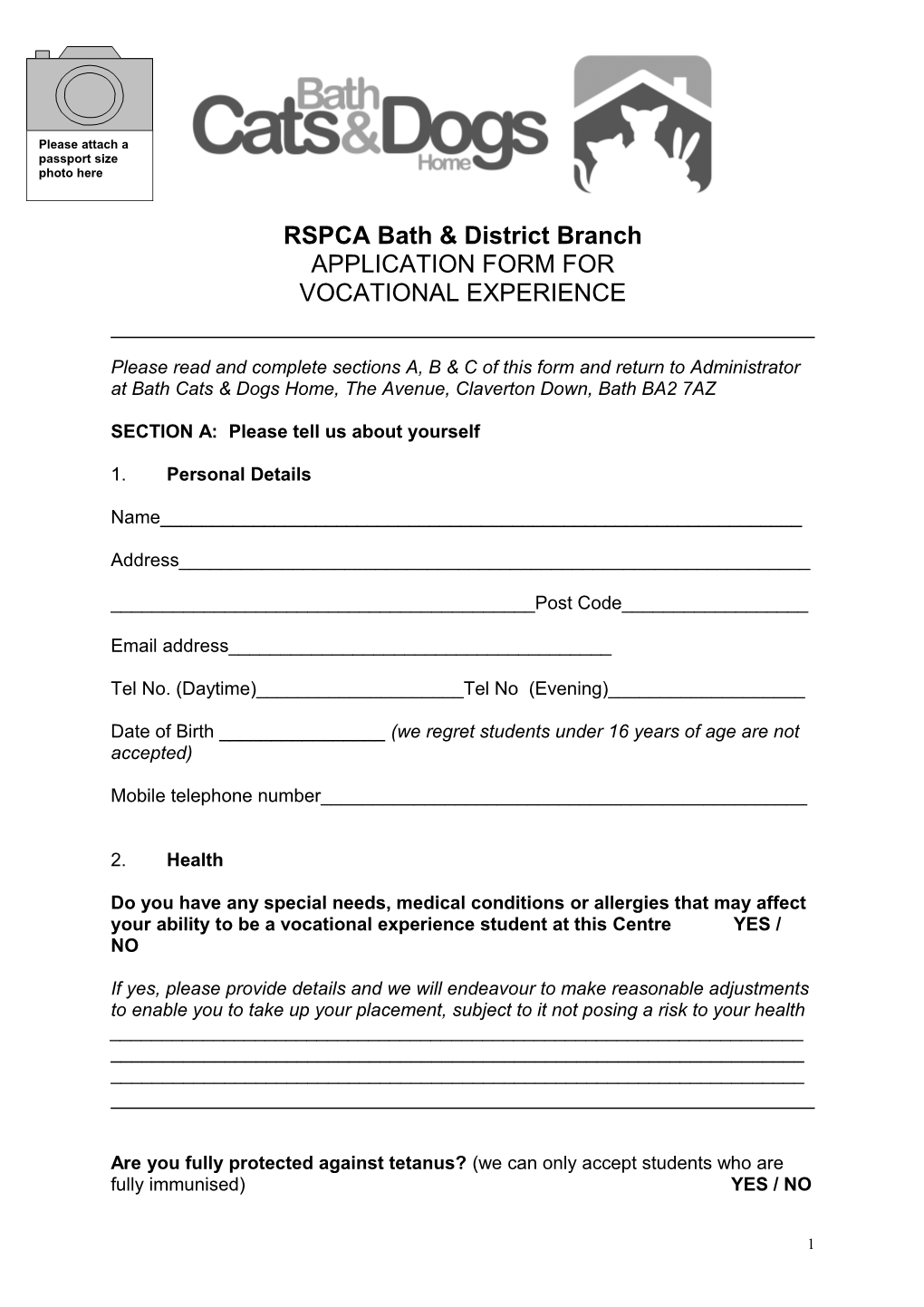 RSPCA Bath & District Branch