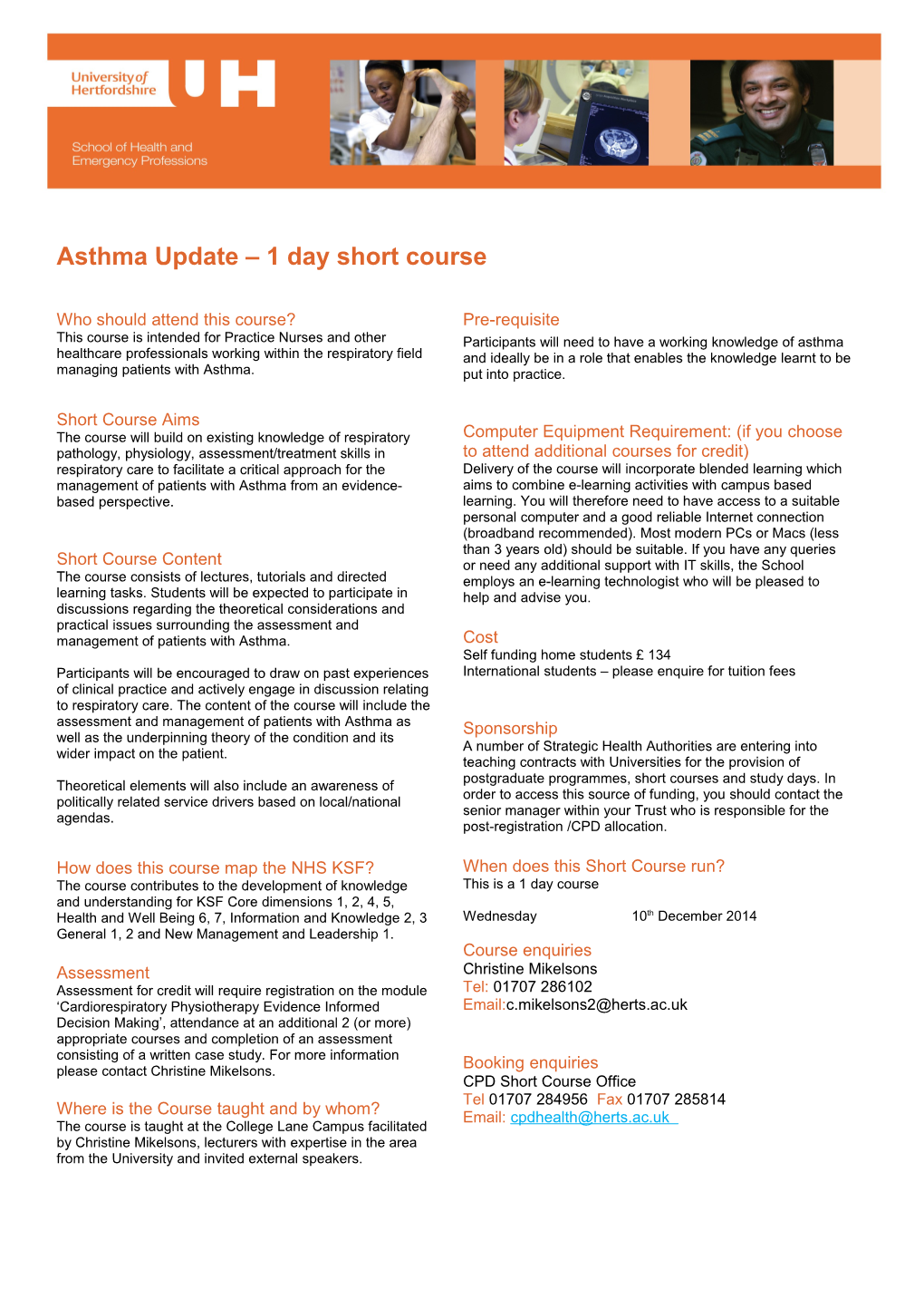 Asthma Update 1 Day Short Course