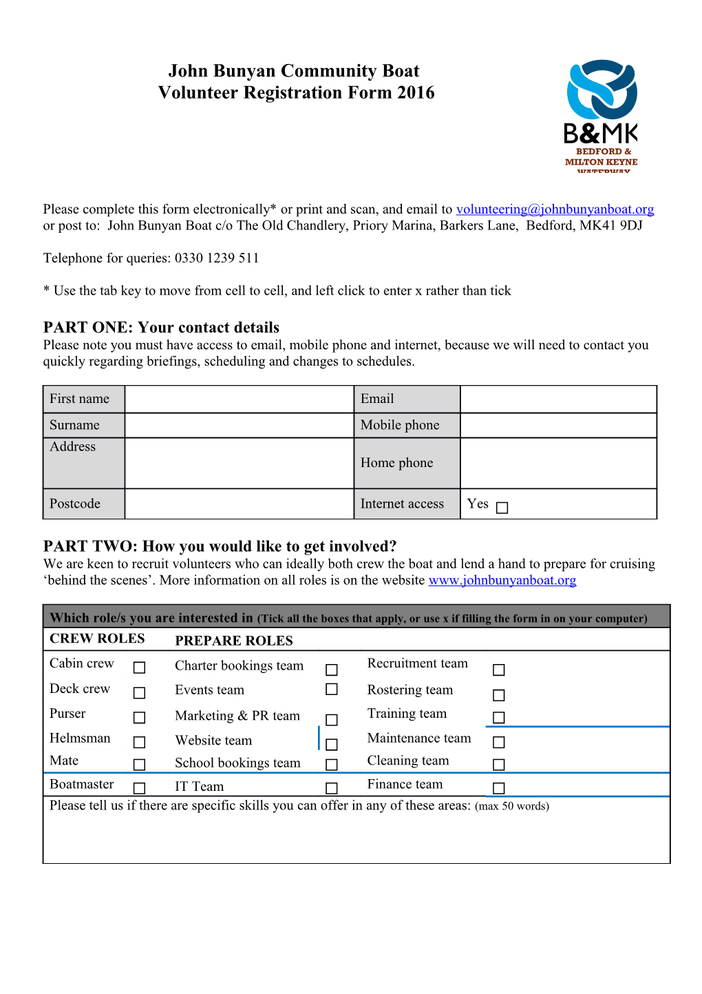 Volunteer Registration Form 2016