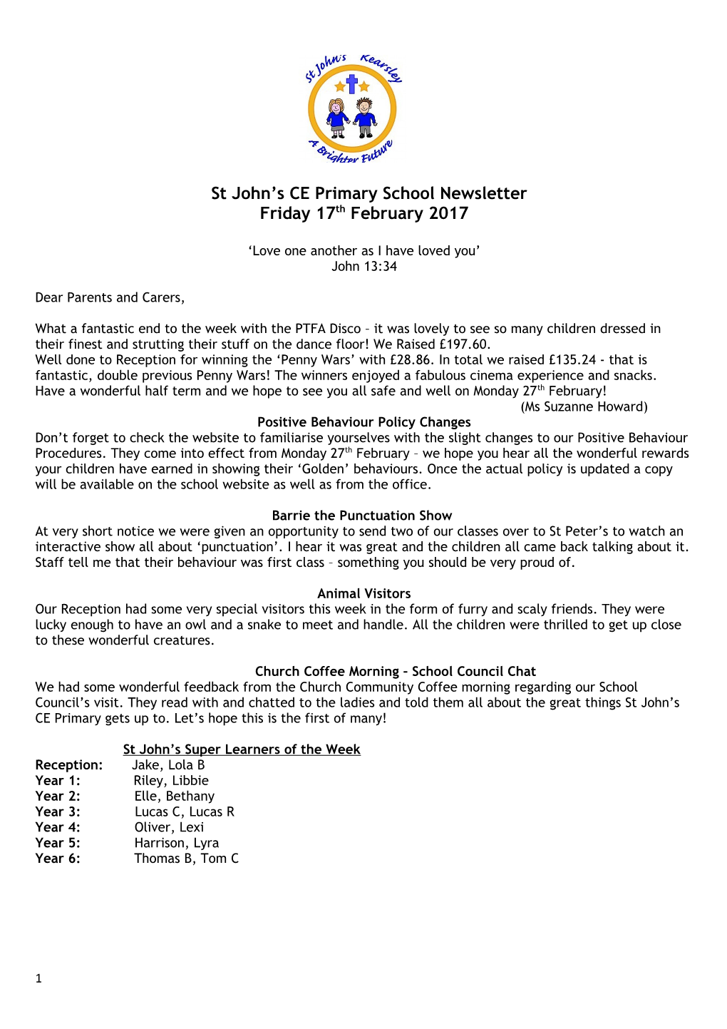 St John S CE Primary School Newsletter