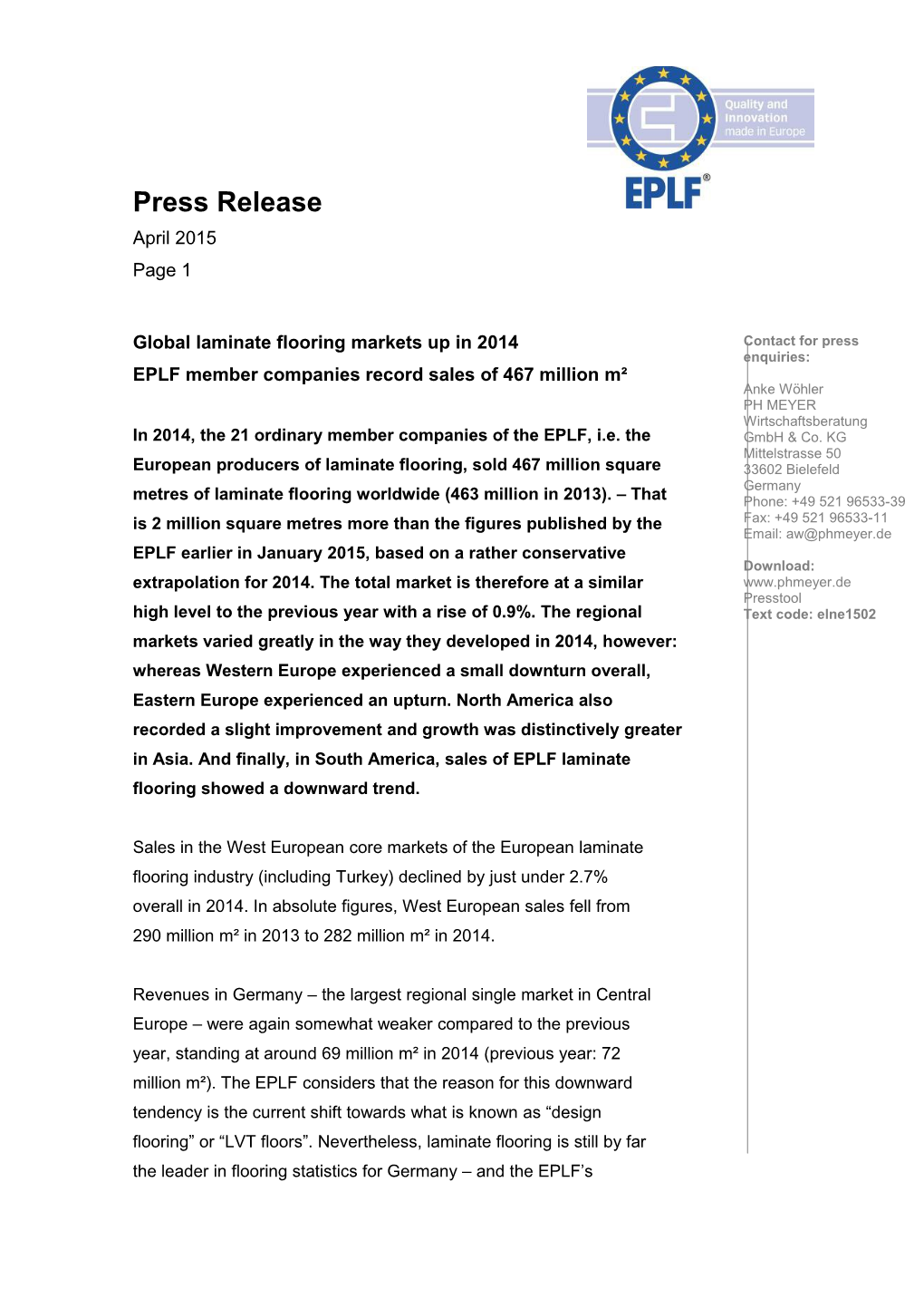 EPLF Member Companies Record Sales of 467 Million M