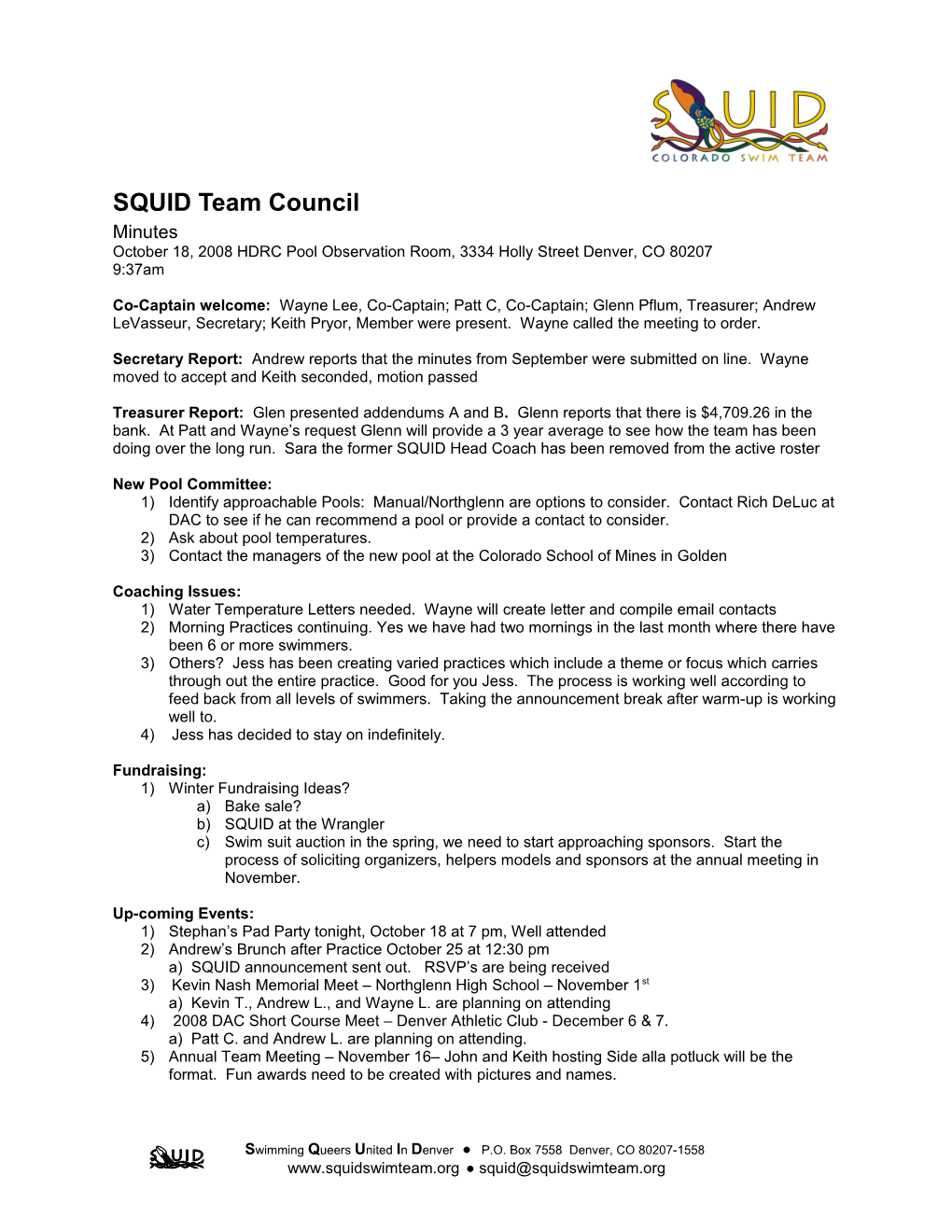 SQUID Team Council