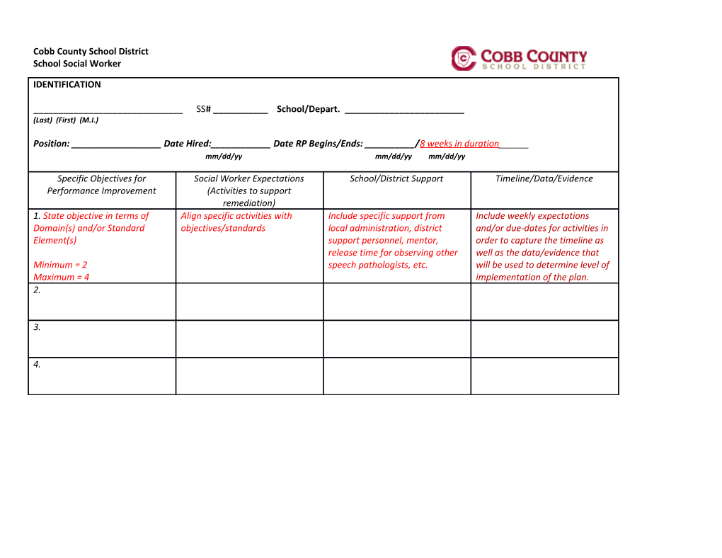 Cobb Keys School Social Worker Evaluation System