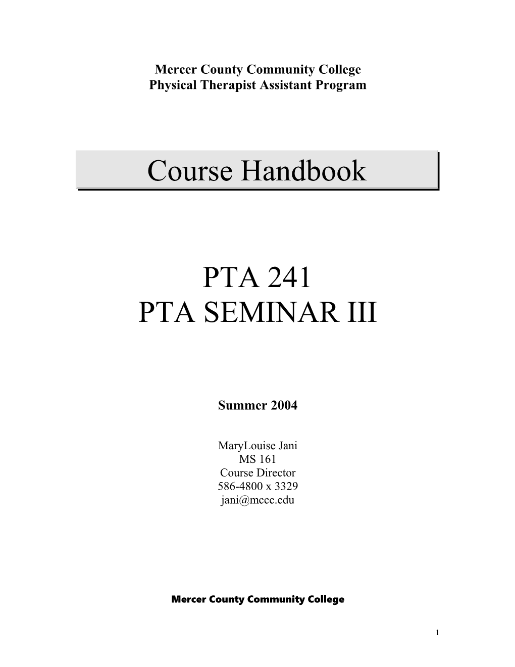 PA 241 PTA Seminar III