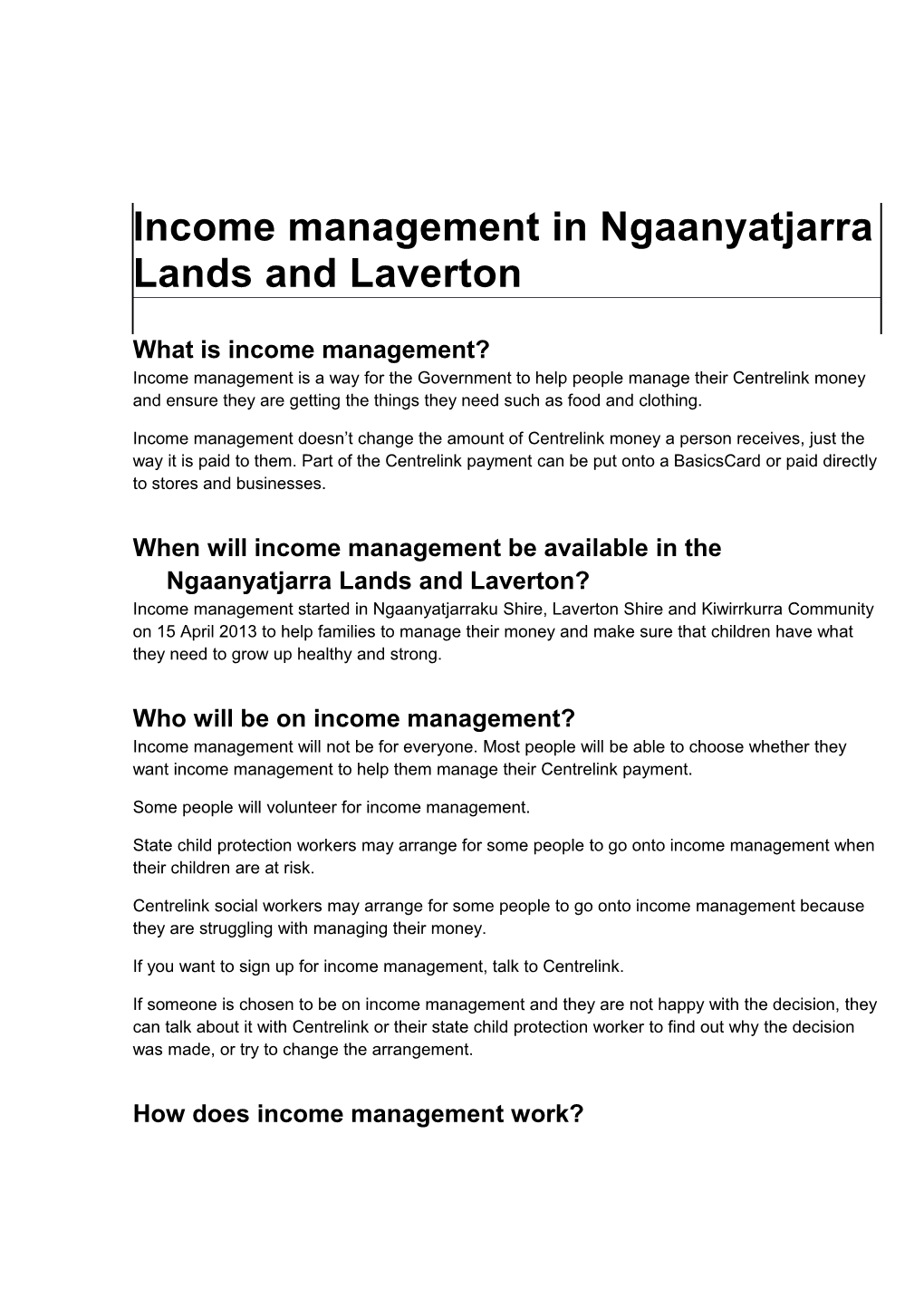 What Is Income Management?